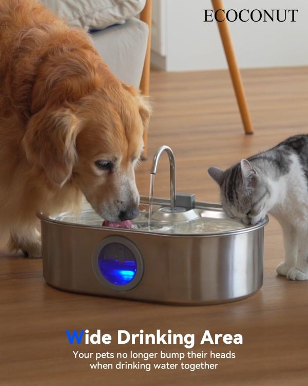 ECOCONUT Dog Water Fountain Stainless Steel Large Capacity-4