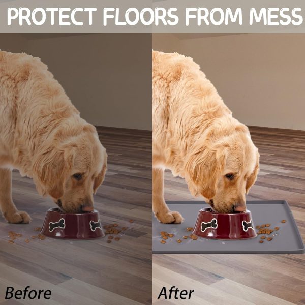 MateeyLife Pet Food Mat Silicone Waterproof Anti Slip Design-5