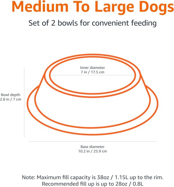Amazon Stainless Steel Pet Bowls 2-Pack Non-Slip Design-1