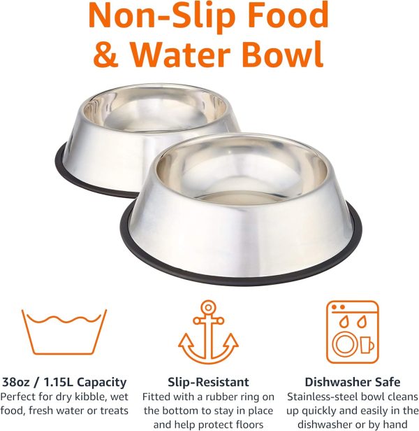 Amazon Stainless Steel Pet Bowls 2-Pack Non-Slip Design-2