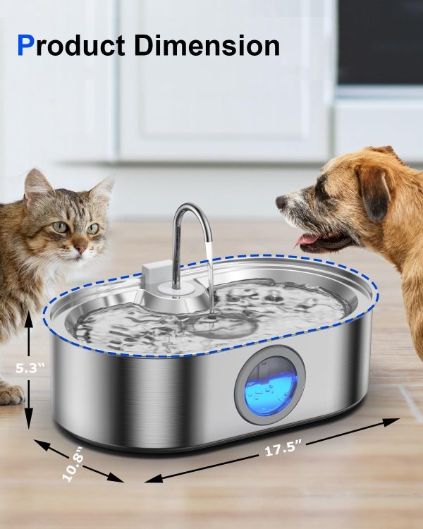 ECOCONUT Dog Water Fountain Stainless Steel Large Capacity-8