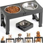 XiaZ Adjustable Dog Bowl Stand Stainless Steel Large Breed-0