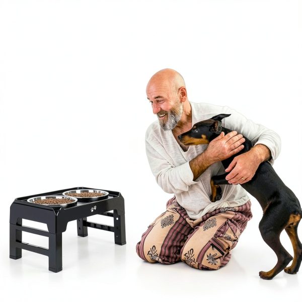 COMESOON Adjustable Dog Bowl Stand Stainless Steel Bowls-6