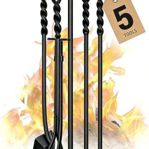 Gtongoko Fireplace Tool Set Heavy Duty Iron Modern Design-0