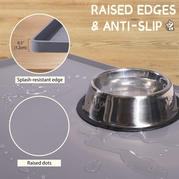 MateeyLife Pet Food Mat Silicone Waterproof Anti Slip Design-2