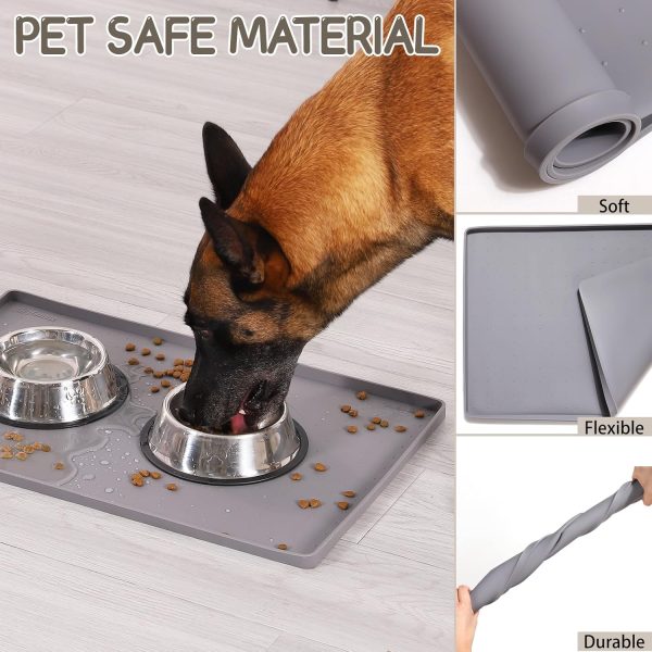 MateeyLife Pet Food Mat Silicone Waterproof Anti Slip Design-4