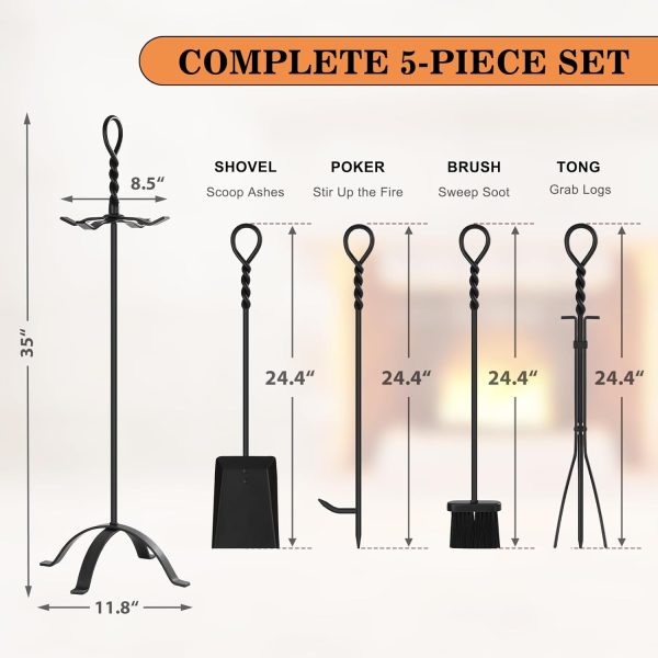 Gtongoko Fireplace Tool Set Heavy Duty Iron Modern Design-1