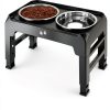 COMESOON Adjustable Dog Bowl Stand Stainless Steel Bowls-8