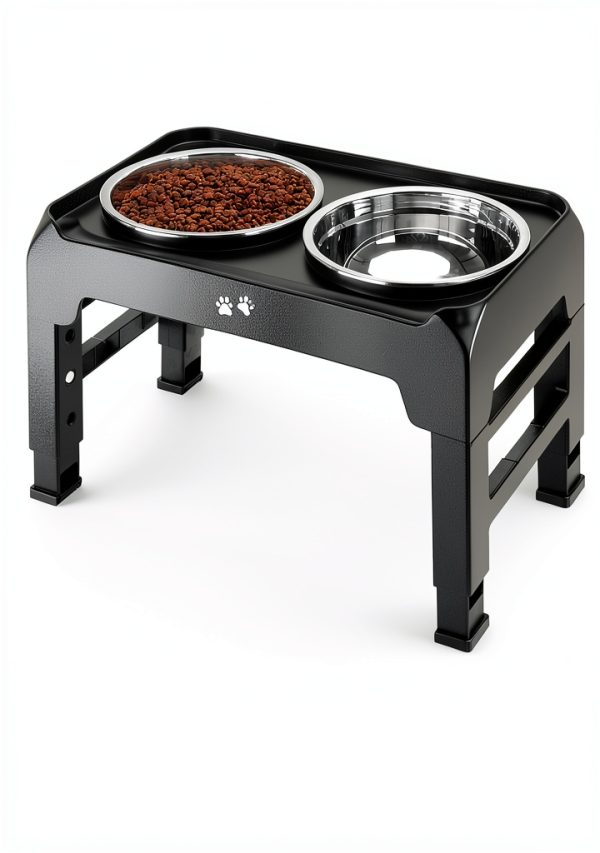 COMESOON Adjustable Dog Bowl Stand Stainless Steel Bowls-8