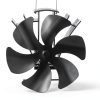 VODA Stove Fan Heat Powered 6 Blade Aluminum Black-0