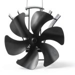 VODA Stove Fan Heat Powered 6 Blade Aluminum Black-0