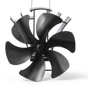 VODA Stove Fan Heat Powered 6 Blade Aluminum Black-0