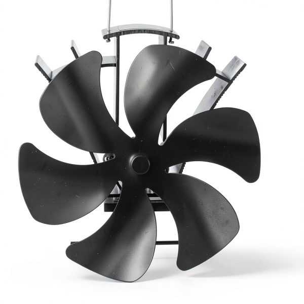 VODA Stove Fan Heat Powered 6 Blade Aluminum Black-0