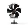 VODA Stove Fan Heat Powered 6 Blade Aluminum Black-5
