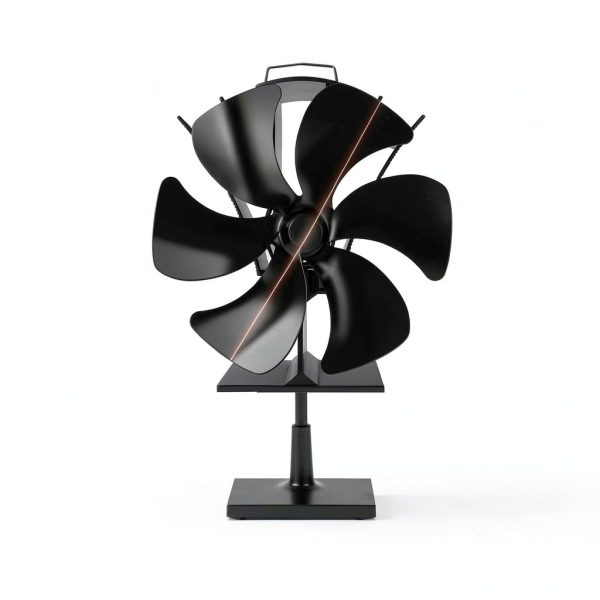VODA Stove Fan Heat Powered 6 Blade Aluminum Black-5