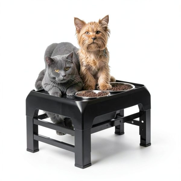COMESOON Adjustable Dog Bowl Stand Stainless Steel Bowls-7