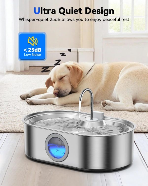 ECOCONUT Dog Water Fountain Stainless Steel Large Capacity-7