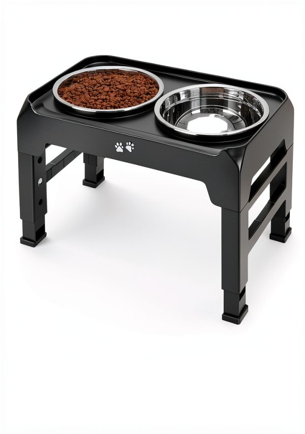 COMESOON Adjustable Dog Bowl Stand Stainless Steel Bowls-0