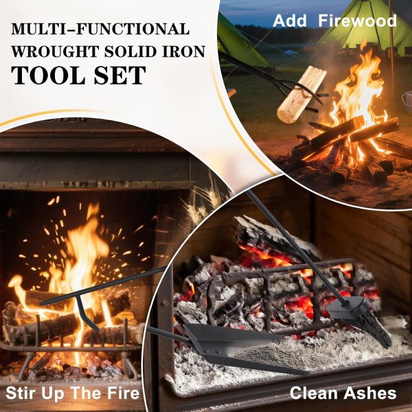 Gtongoko Fireplace Tool Set Heavy Duty Iron Modern Design-5