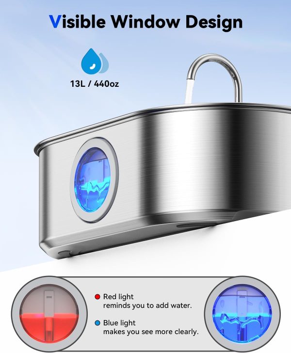 ECOCONUT Dog Water Fountain Stainless Steel Large Capacity-2