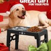 Jovrun Adjustable Dog Bowl Stand Stainless Steel Bowls-6