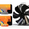 VODA Stove Fan Heat Powered 6 Blade Aluminum Black-1