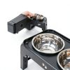 COMESOON Adjustable Dog Bowl Stand Stainless Steel Bowls-3