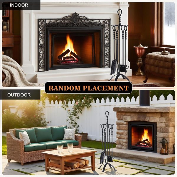 Gtongoko Fireplace Tool Set Heavy Duty Iron Modern Design-6