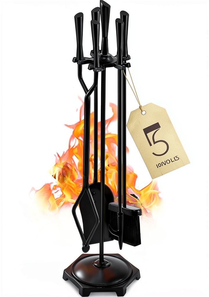 Gtongoko fireplace tool set displayed next to a fireplace