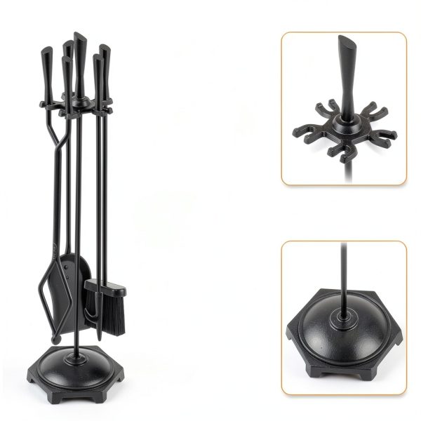 Gtongoko Fireplace Tool Set Iron Antique Black Home-2