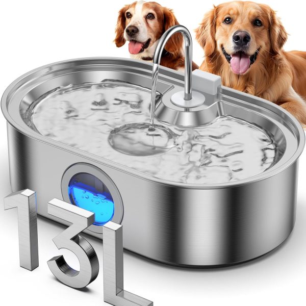 ECOCONUT Dog Water Fountain Stainless Steel Large Capacity-0