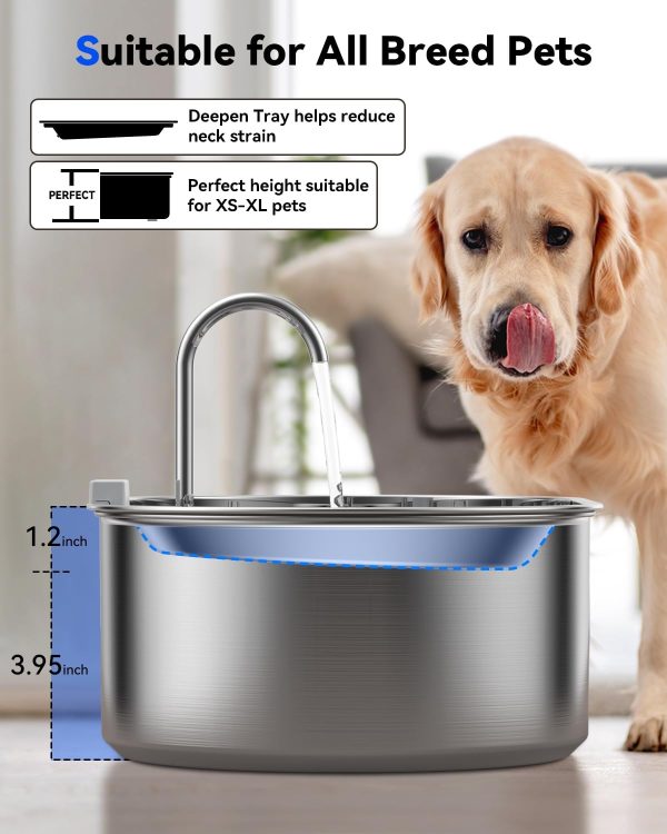 ECOCONUT Dog Water Fountain Stainless Steel Large Capacity-5