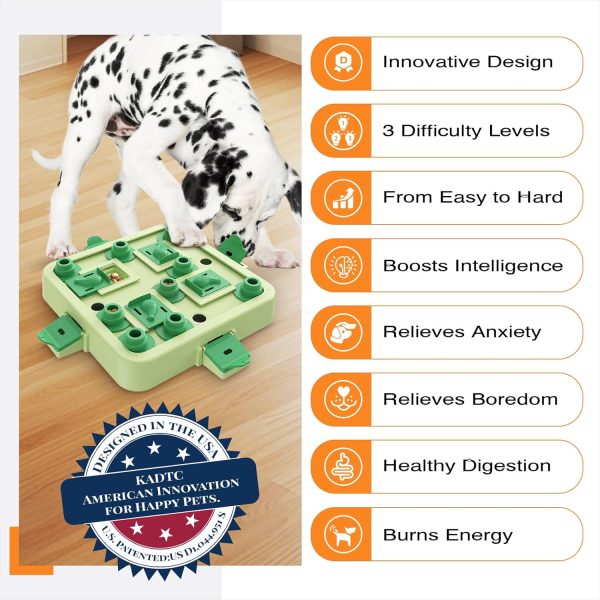 KADTC Dog Puzzle Toy Slow Feeder Three Levels Green Blue-1