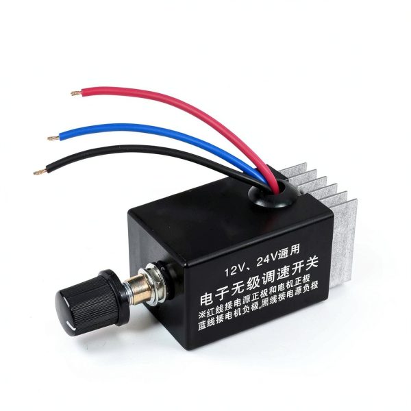 DC Motor Speed Controller Universal DC 12V 24V 10A Electronic Stepless Speed Regulator Switch for Car Truck Fan Heater Control-1